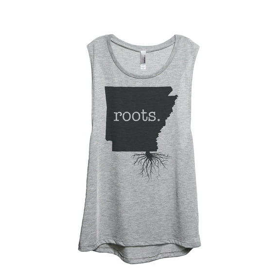 Thread Tank Home Roots State Arkansas AR Women's Sleeveless Muscle Tank Top Sport Grey Small