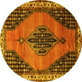 thumbnail image 1 of Ahgly Company Machine Washable Indoor Round Medallion Yellow Traditional Area Rugs, 4' Round, 1 of 4