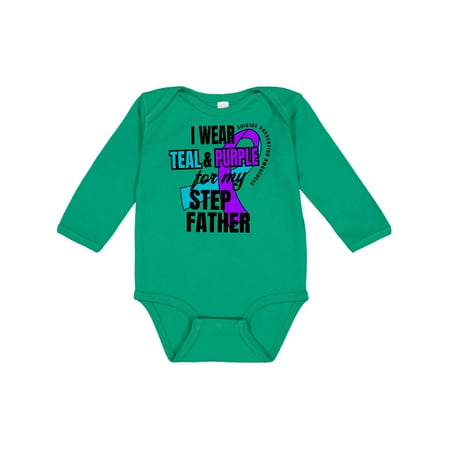

Inktastic Suicide Prevention I Wear Teal and Purple for My Step Father Gift Baby Boy or Baby Girl Long Sleeve Bodysuit