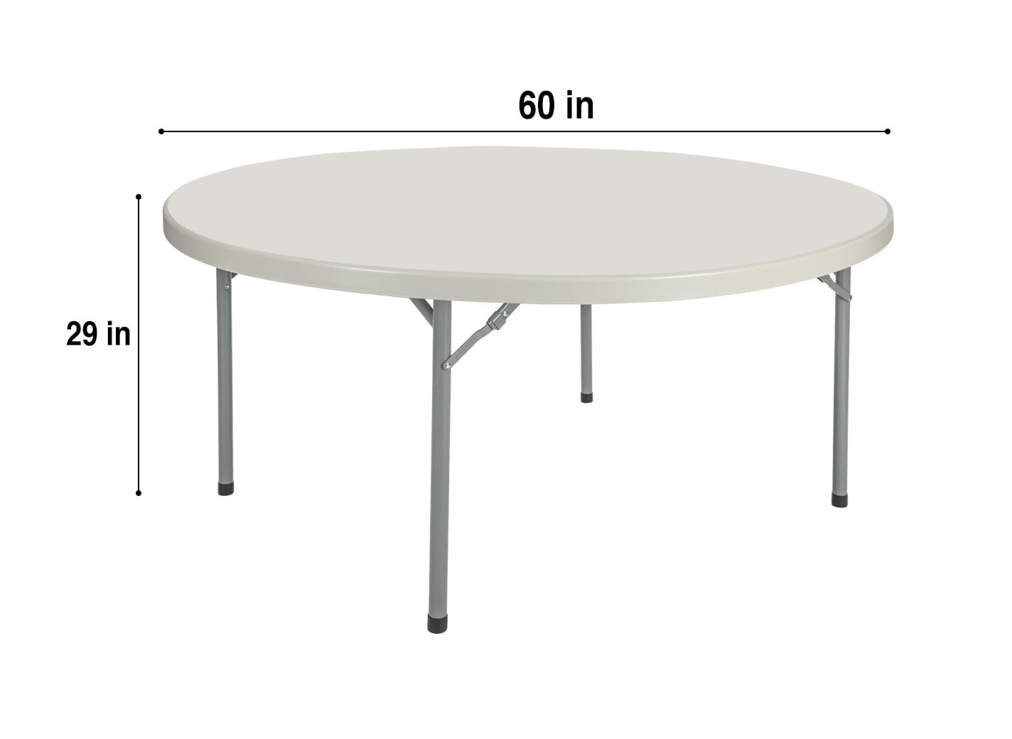 Hampden Furnishings Baldwin Collection 60" Plastic/Steel Round Folding Table, Grey