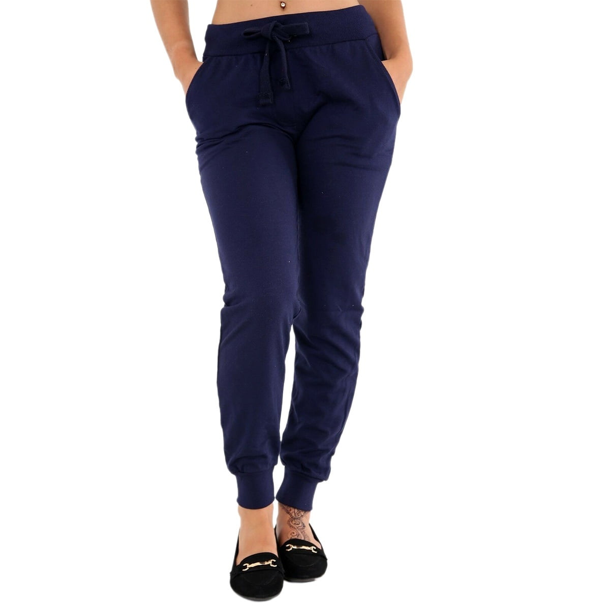 Women Trousers Sports Pants with Pockets Ladies Casual Solid Color ...