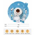 thumbnail image 6 of 15 Inch Round Placemats Set of 6, Blue Christmas Non Slip Heat Insulation PP Table Mats, Snowman Snowflake Gifts Xmas Tree Washable Place Mats for Kitchen Dining Party Table Decor, 6 of 7