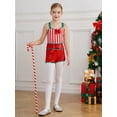 thumbnail image 3 of Aislor Kids Girls Candy Cane Costume Xmas Santa Cosplay Sleeveless Striped Sequins Leotard Size 6-16 A Red 8, 3 of 7