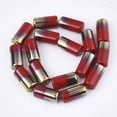 thumbnail image 2 of Half Electroplate Opaque Glass Beads Strands Column Red 19.5~20x10mm Hole: 1.4mm about 17pcs/strand 13.38 inch, 2 of 2