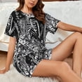 thumbnail image 4 of Fuzoiu Gothic Skull Floral Art Print Women's Short-Sleeved Pajama Set,Lounge Sleepwear Set,Womens Pajama Sets 2 Piece,Button-Up Top and Shorts with Pockets-Large, 4 of 7