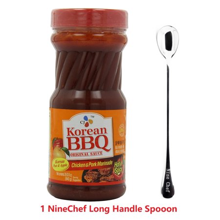 NineChef Bundle - CJ Korean BBQ Sauce for Hot Spicy Chicken and Pork (pack 1) + 1 NineChef Spoon