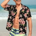 thumbnail image 7 of Rateoe Rose Flowers Pattern Men’s Hawaiian Shirt – Short Sleeve Button-Down Tropical Beach Shirt, Lightweight & Breathable Casual Aloha Shirt with Pocket,, 7 of 7
