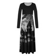 thumbnail image 4 of Long Sleeve Dress,3/4 Sleeve Dress for Women,Womens Fashion Printed Long Sleeve Round-Neck Pullover Patchwork Dress,Dress for Women Casual,Dress with Sleeves, 4 of 5