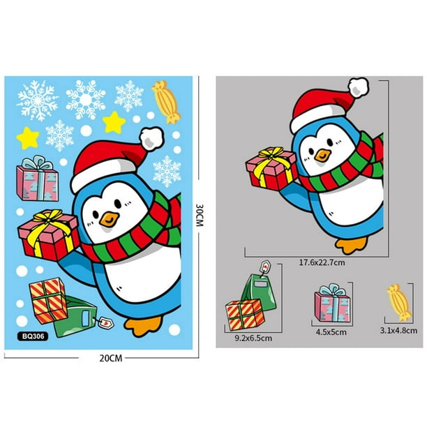 Pegatinas navideñas para ventana, decoración para fiesta de cumpleaños de niños, Nochevieja, 2024