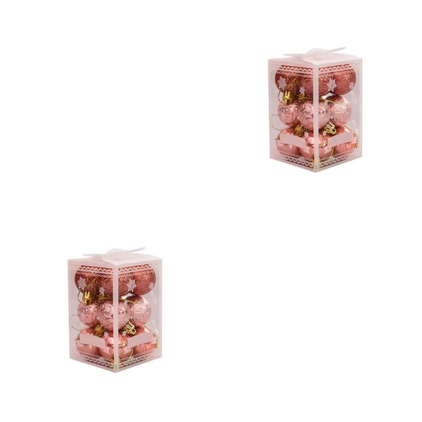Wosthever 12 piezas de decoración de bolas de Navidad, adornos de vacaciones al aire libre, colgantes Oro rosa 2Conjunto
