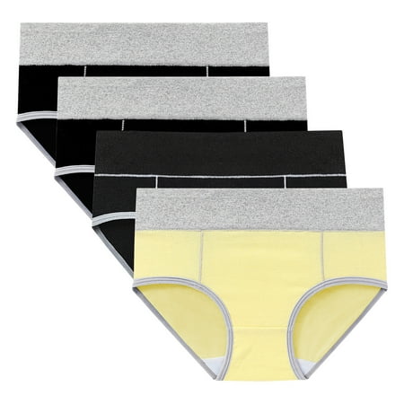 ATOYSOY Women s Multipack Solid Panty Classic Briefs Girls Comfy Clearance Plus Size Hip Lifting Cotton Panties  4 Pack Underpants Shapewear Control Briefs for Ladies Stretchy Yellow M