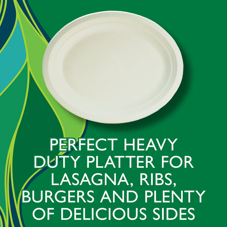 BangShou 100% Compostable Oval Paper Plate 10 inch 30 Pack, Biodegradable  Natural Eco-Friendly Disposable Plate, Bagasse Platters, Heavy Duty Large
