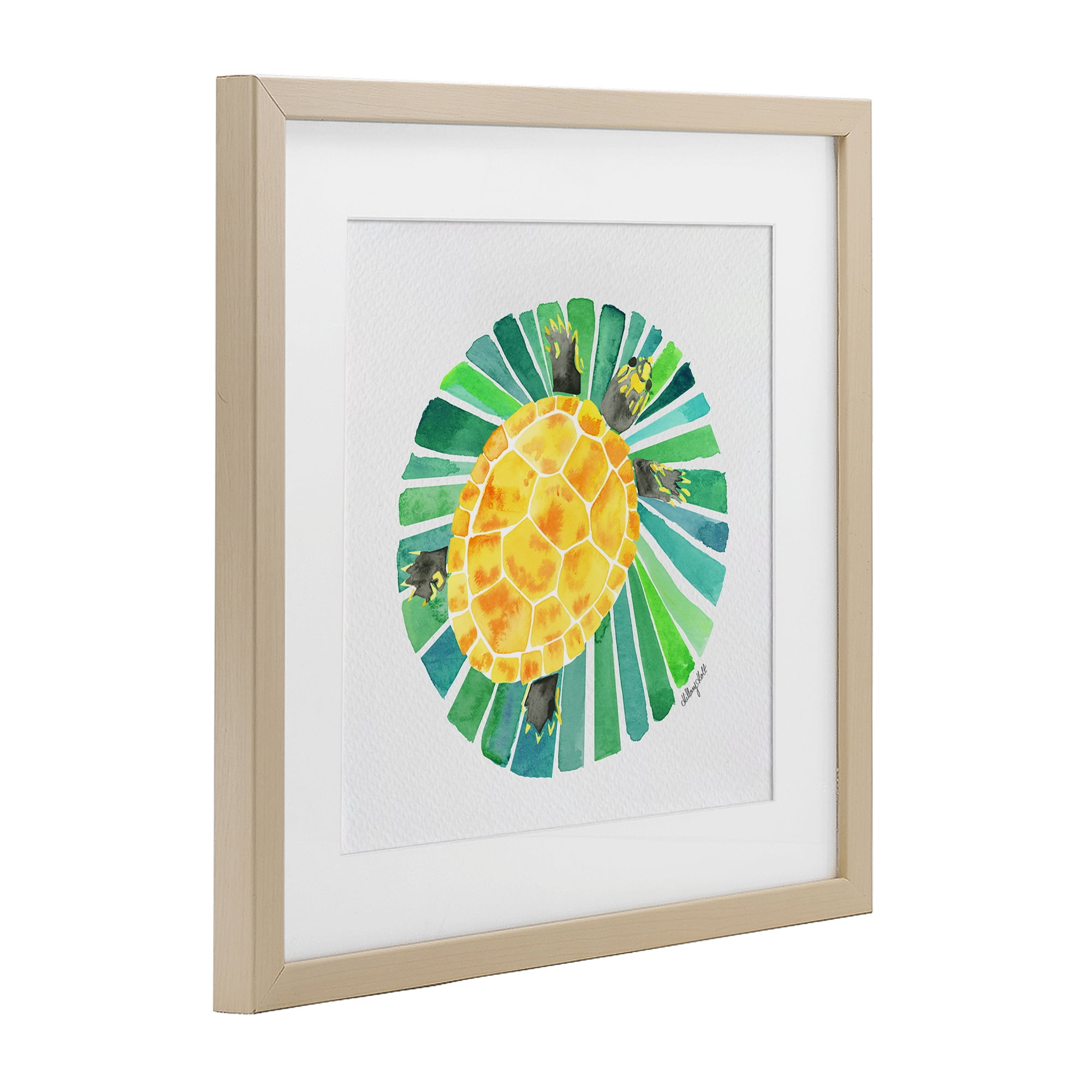 Stupell Industries Lotus Garden Turtle Birch Framed Print Under Glass, design by Hillary Holt
