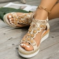 thumbnail image 2 of Mostsola Sandals for Women 2025 Trendy Bohemian Rhinestone Wedge Espadrilles Slingback Heels, 2 of 9