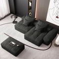 thumbnail image 2 of Modern Oversized Modular Sectional Sofa with Ottoman | Sparkling Chenille Fabric | Tufted Design | No Assembly | 127.56" L | Black | Living Room Furniture, 2 of 25
