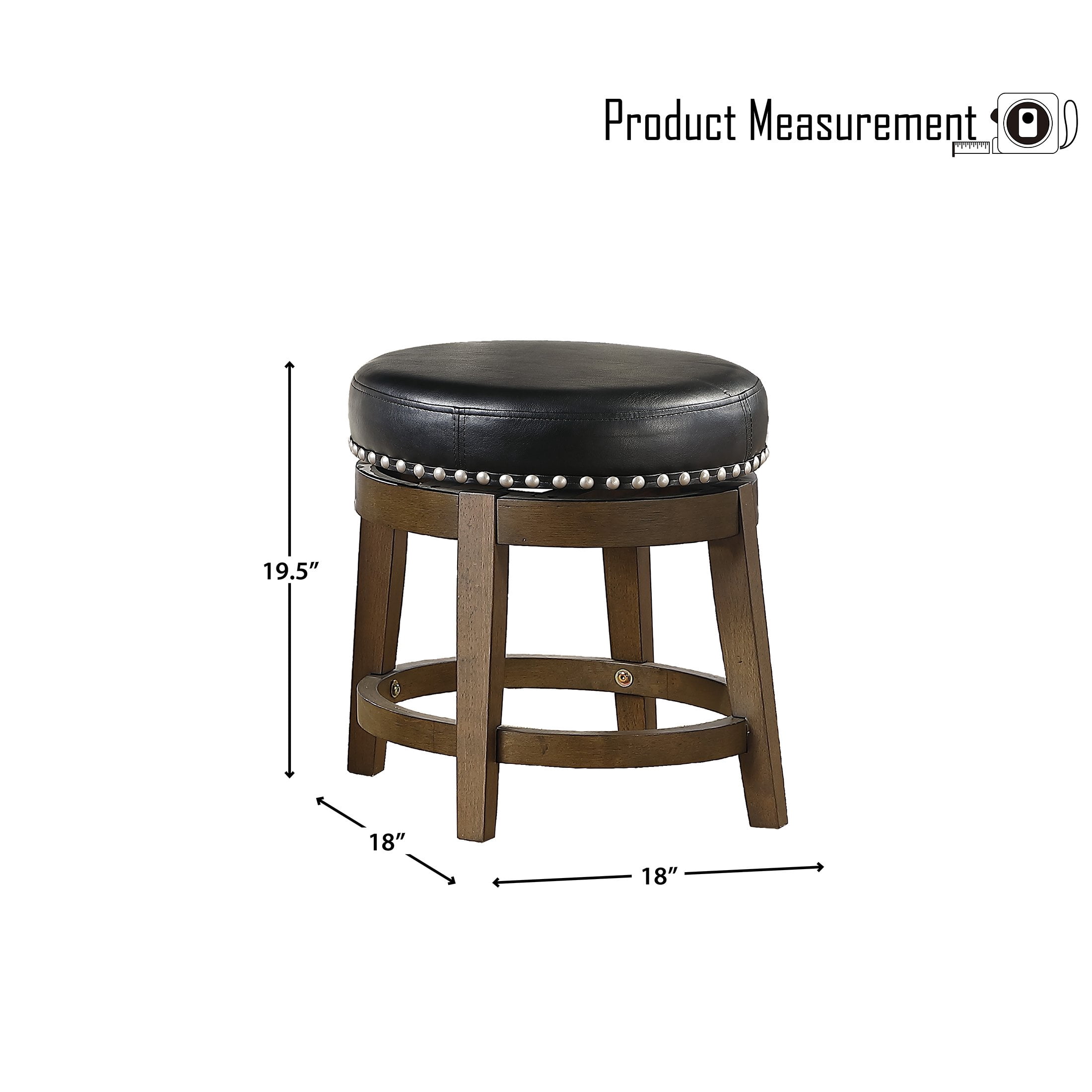 OakvillePark Muny Round Swivel Dining Height Stool (Set of 2), Black