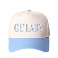 thumbnail image 6 of OL' LADY Letter Embroidered Color Block Trucker Hat Unisex Adjustable Cotton Breathable Fashion Cap for Travel Daily Wear, 6 of 11
