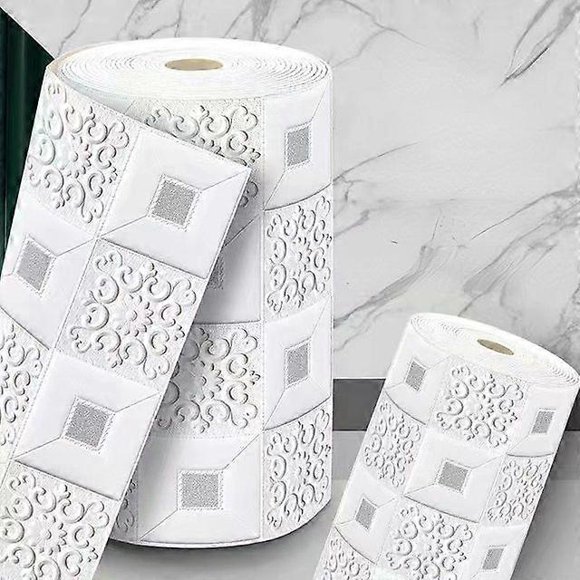 White 3D Wall Stickers Soft Foam Brick Shape Marble Limestone for Room Decoration and DIY