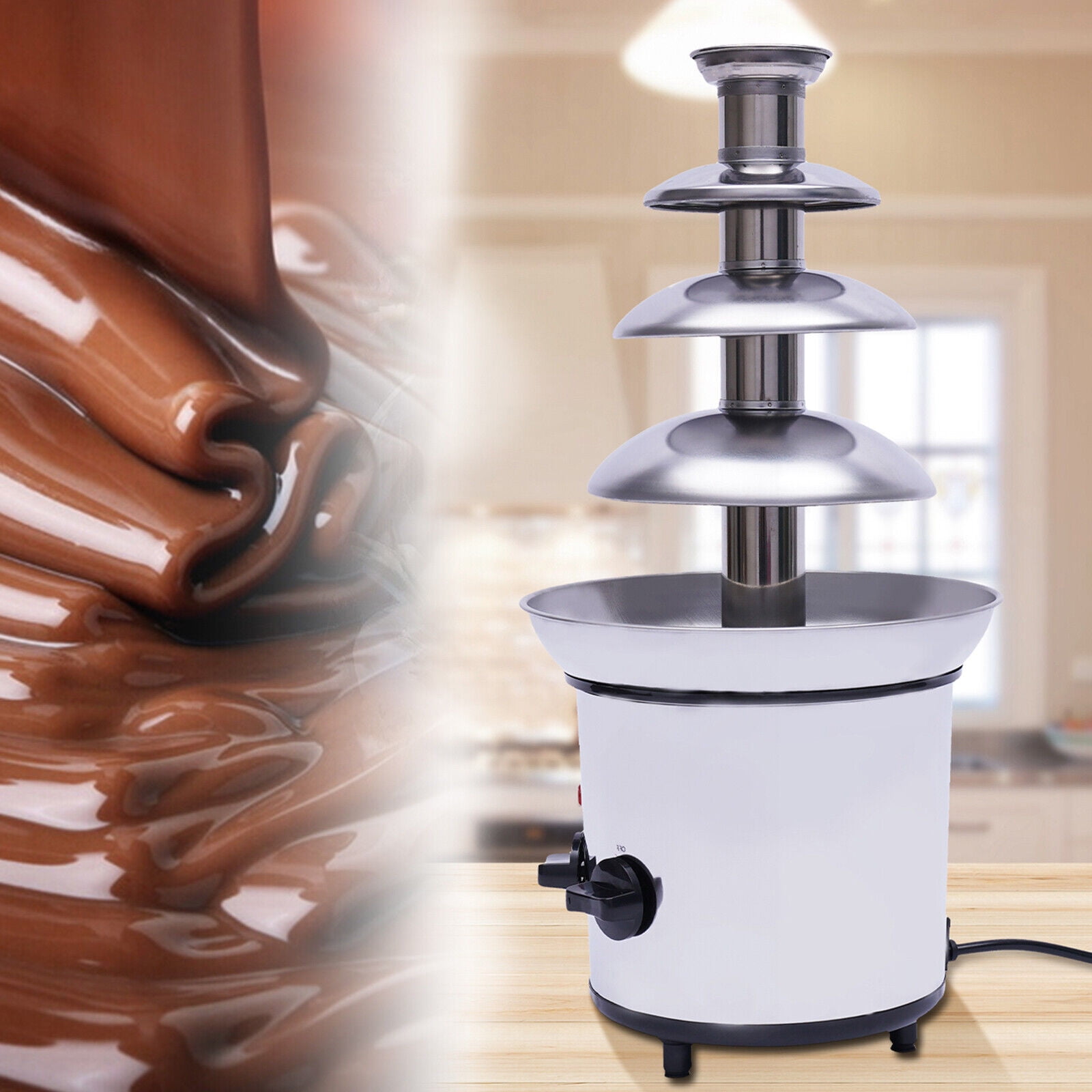 4 Tiers Commercial Stainless Steel Hot Luxury Chocolate Fondue Fountain 