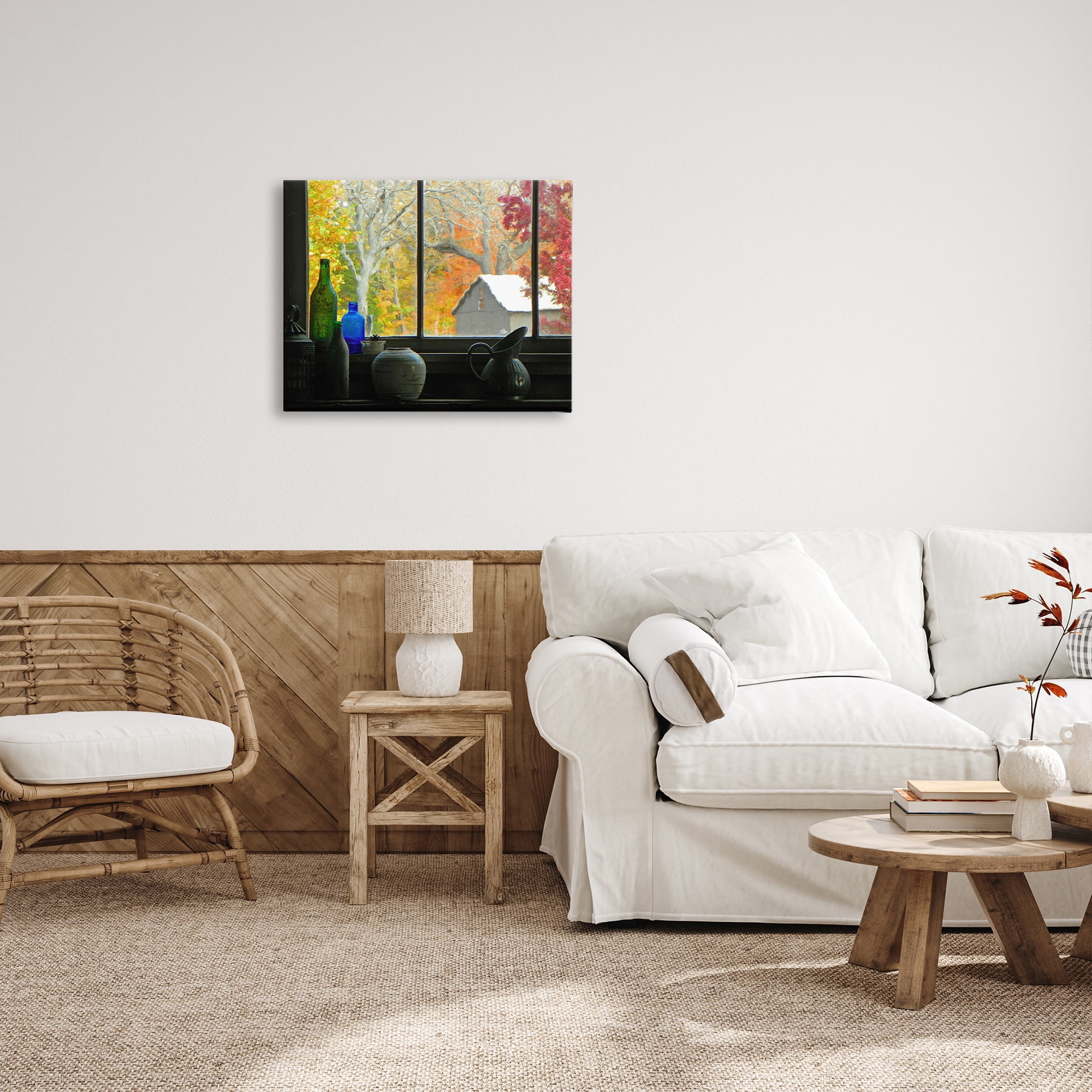 Stupell Industries Fall Foliage in Window Landscape Photography Gallery Wrapped Canvas Art Print Wall Art, 30 x 24