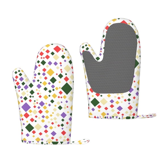 ZNDUO Kitchen Oven Gloves, Durable Heat Resistant Oven Gloves with Quilted Liner Non-Slip Textured Grip Perfect for BBQ, Baking, Cooking and Grilling, Colorful Texture