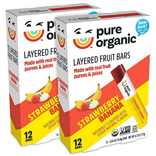 Pure Organic Layered Fruit Bars, Strawberry Banana, Gluten Free, Vegan