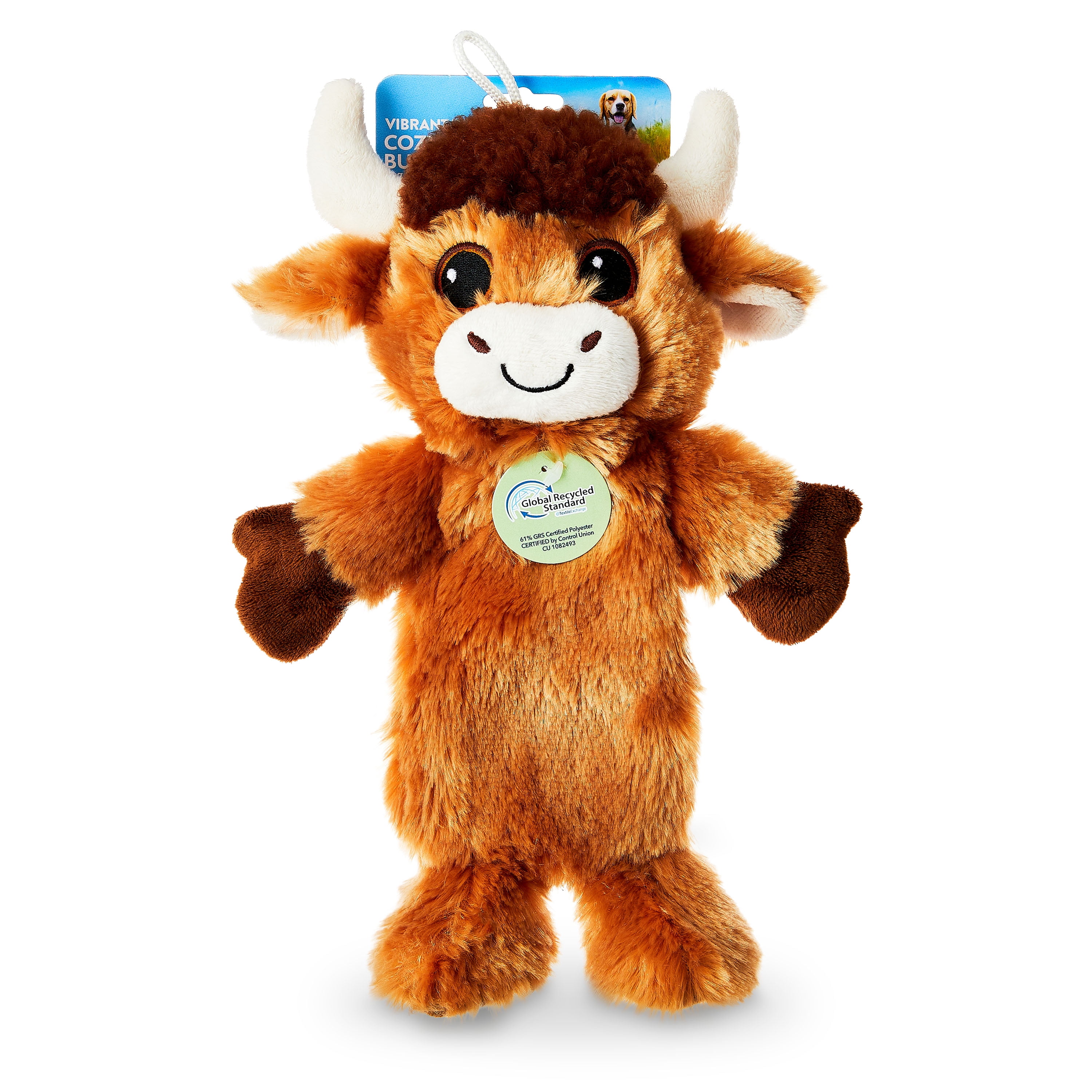 Vibrant Life Cozy Buddy 11.5 inch Longhorn Cow Plush Dog Toy with Squeaker  - Walmart.com