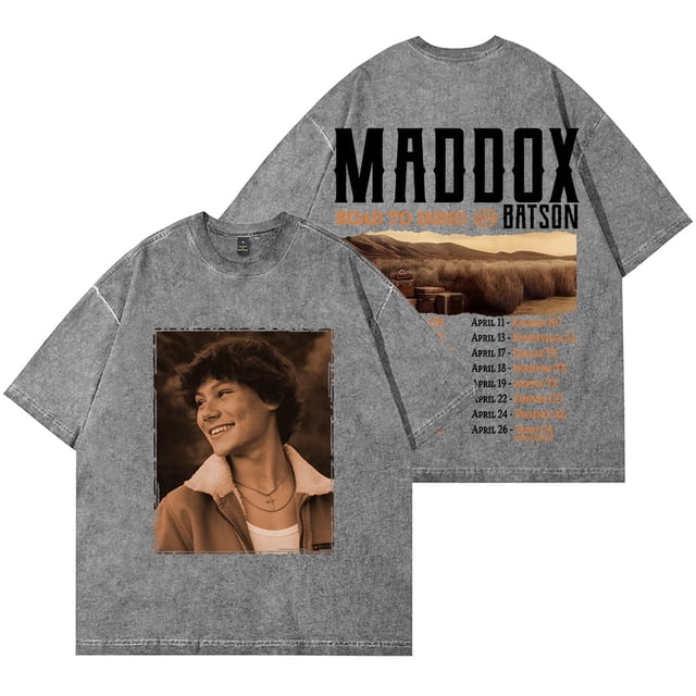Maddox Batson Playera Lavada Vintage Unisex Manga Corta Estilo Urbano Gira Camino a Indio