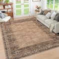 thumbnail image 2 of HOMERRY 3' x 5' Thow Area Rugs for Living Room Modern Washable Indoor Floral Border Print Carpet, Brown, 2 of 6