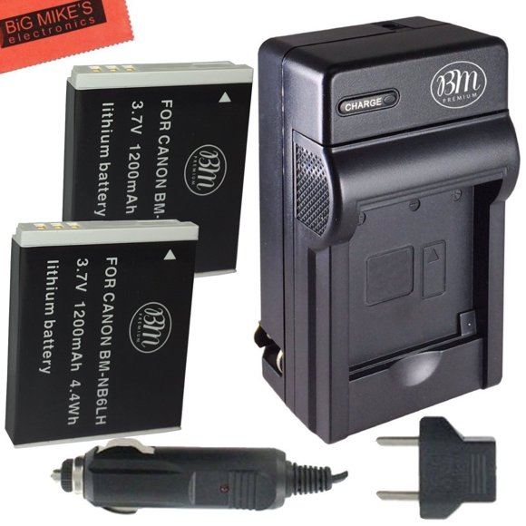 BM Premium 2 Pack of NB-6L, NB-6LH Batteries and Battery Charger for Select Canon PowerShot Digital Cameras