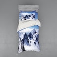 thumbnail image 2 of Winter Duvet Cover Set, Snowy Mountain Peaks Tops High Lands Northern Scenic Alps Panorama Valley Print, Bedding Set with Shams and Fitted Sheet, 3 Sizes, by Ambesonne, 2 of 3