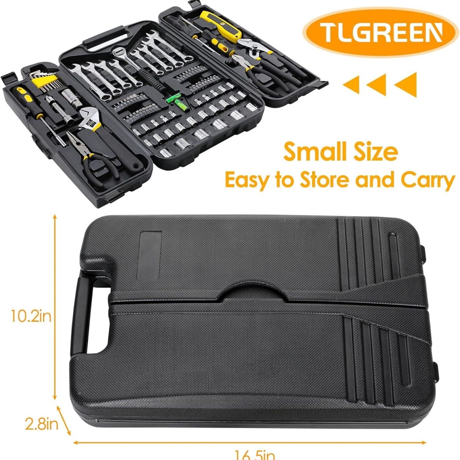 95 Piece Tool Set, Tool Kit, Mechanics Tool Set, Portable Toolbox with Adjustable Wrench Pliers Socket Bits, with Plastic Toolbox Storage Case, for House Apartment Garage (Yellow)