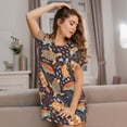 thumbnail image 3 of Kdxio Chemise de Nuit Imprimée Tortues et Plantes Marines pour Femmes Manches Courtes Chemise de Nuit Décontractée Imprimée Robe de Nuit Ample Confortable Pyjama, 3 of 6
