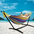 thumbnail image 4 of SZHLUX Double Hammock with Stand Included 450lb Capacity Steel Stand, Premium Carry Bag Included and Two Anti Roll Balance Beam,Rainbow, 4 of 8