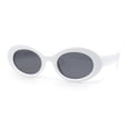 thumbnail image 2 of Classic Iconic Oval Plastic Mod Fashion Minimal Sunglasses White - Black, 2 of 4