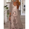 thumbnail image 2 of ZOELNIC Women's 2 Piece Summer/Fall Set - Sleeveless Spaghetti Strap Floral Maxi Dress with Sheer Cardigan, Matching Outfit, S, 2 of 5