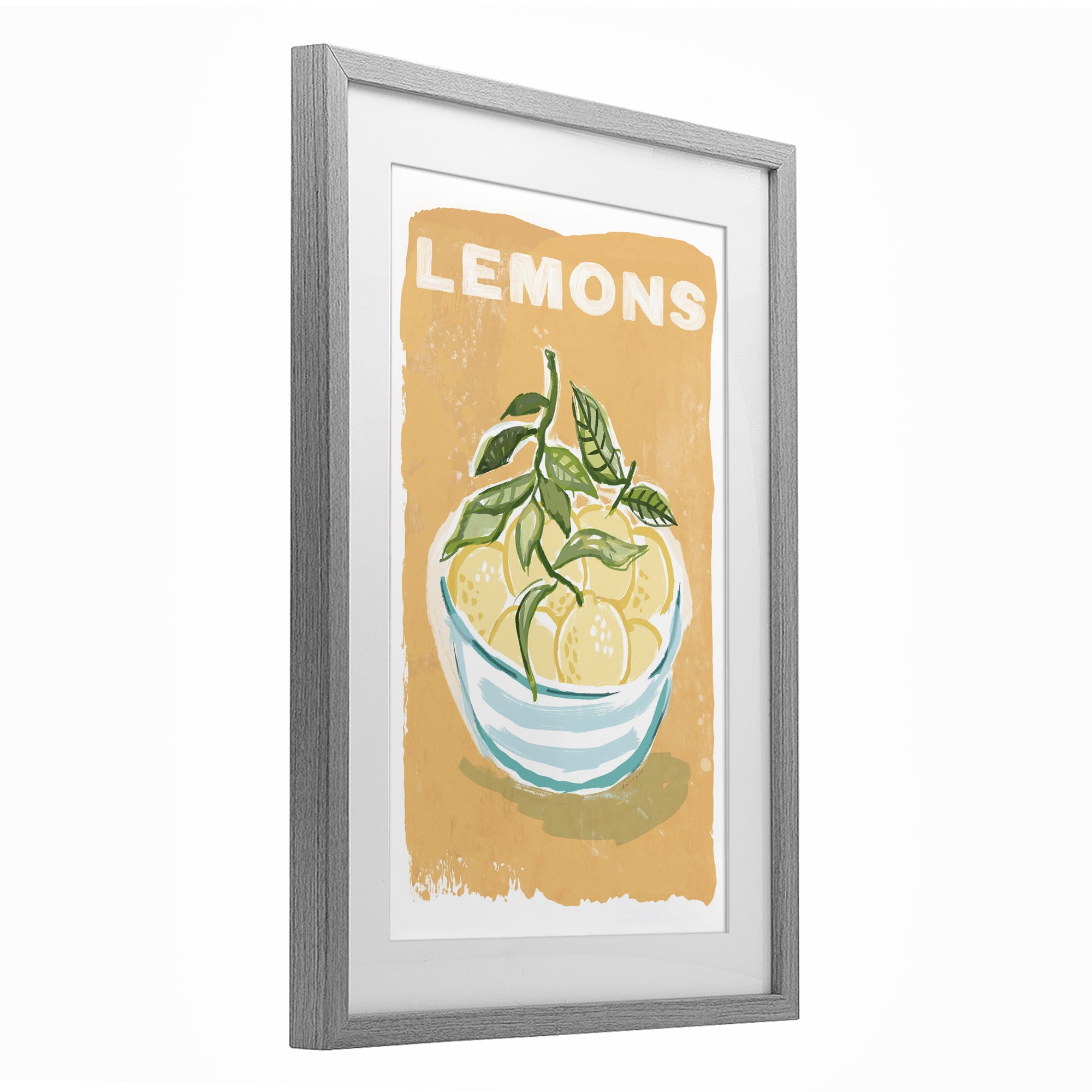 Stupell Industries Lemon Twist Motif Gray Framed Print Under Glass, design by Chad Barrett