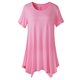 thumbnail image 2 of Blusa de cuello redondo de manga corta de color sólido de verano informal de moda para mujer Pompotops  ghjkhdj11627, 2 of 6