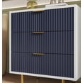 thumbnail image 4 of S-HOME Modern 3 Drawer Dresser in White and Navy Blue, Versatile Storage Cabinet Ideal for Bedroom and Living Room Decor, 4 of 6