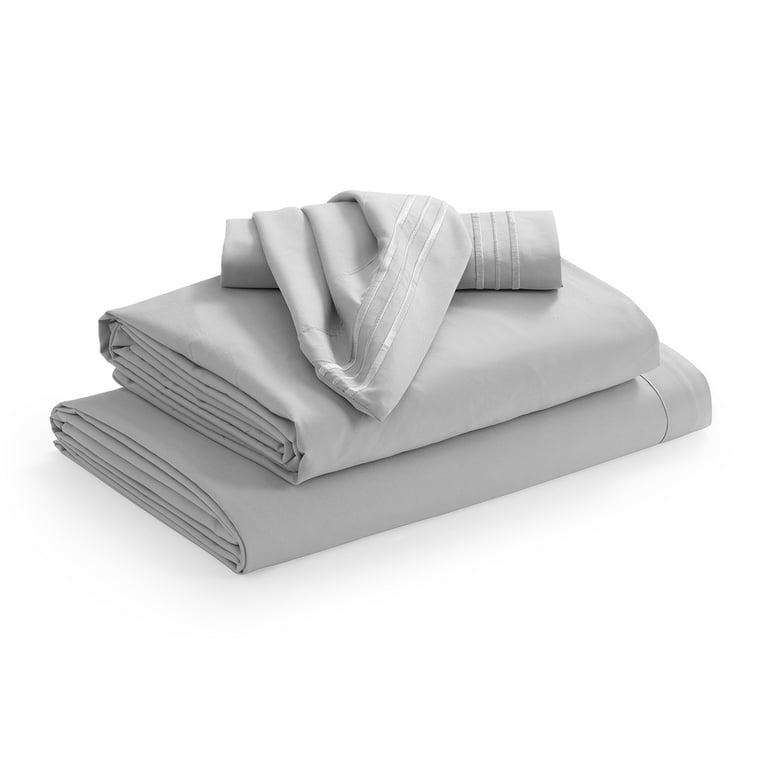 Nestl Bed Sheets Set, 1800 Series Soft Microfiber 16 Inches Deep Pocket 4  Piece Queen Sheet Set, Gray 