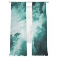 thumbnail image 7 of Teal Green Ombre Clouds Sheer Curtains 84 Inch Length 2 Panels Set, Modern Abstract Gradient Cloud Voile Window Treatment Rod Pocket Curtains Sheers Drapes for Bedroom/Living Room/Kitchen 52"x84"x2, 7 of 7
