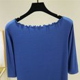 thumbnail image 4 of Olyvenn Tops for Women Trendy Distressed Crewneck Half Sleeves Loose Casual T-Shirts Blouse Tops Cute Stylish Going Out Tops Blue 14, 4 of 5