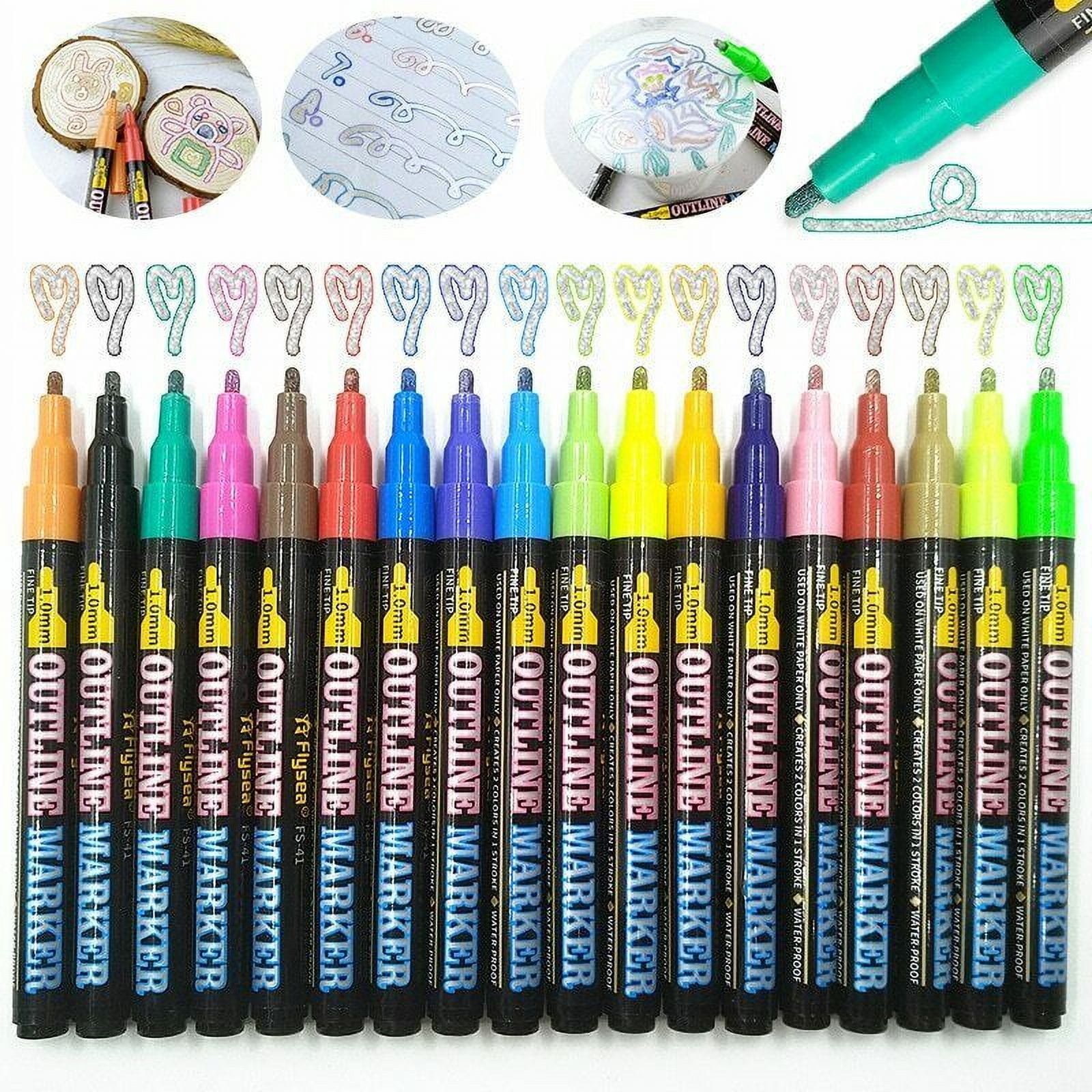 outline markers – set of 16 outline marker pens