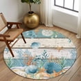 thumbnail image 2 of Round Rug 5Ft Washable Non-Slip, Vintage Blue Coastal Circle Area Rugs for Living Room Bedroom, Summer Beach Starfish Shell Coral Nautical Indoor Floor Mats Carpet Runner for Home Decor Aesthetic, 2 of 8