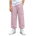 thumbnail image 2 of HAOTAGS Boys Cargo Pants (5-15) Elastic Waist Pockets Loose Ankle Pants Nylon Spandex Purple Size 5, 2 of 10
