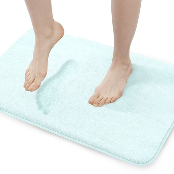 20x32 Inch Spa Blue Water Absorbent Super Soft Shaggy Chenille Machine Washable Dry Extra Thick Perfect Absorbant Best Large Plush Carpet for Shower Floor Walensee Bathroom Rug Non Slip Bath Mat 