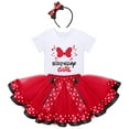 thumbnail image 2 of IBTOM CASTLE Toddler Girls Birthday Outfit Polka Dots Tops Tutu Skirt Mouse Ears Headband for Cake Smash Photo Shoot 4 Years Red - Bowknot, 2 of 8