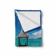 thumbnail image 2 of Wooden Bridge Soft Flannel Fleece Blanket, Wooden Jetty to Tropical Ocean on Fiji Island Summer Vacation Paradise Photo, Cozy Plush for Indoor and Outdoor Use, 70" x 90", Multicolor, by Ambesonne, 2 of 6