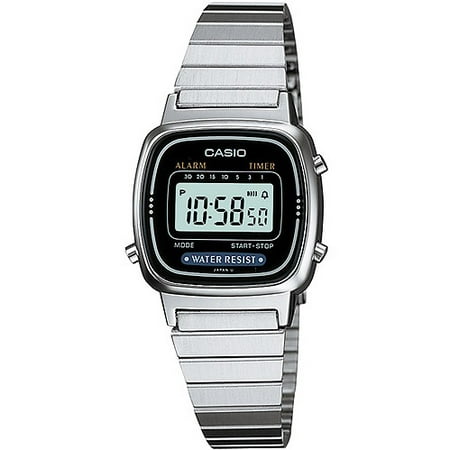 Casio Ladies' Digital Alarm Watch, Stainless Steel