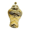 thumbnail image 3 of Jarrón de cerámica para flores, 11,8 pulgadas de alto, decorativo, artesanal, multiusos. Dorado, 3 of 9